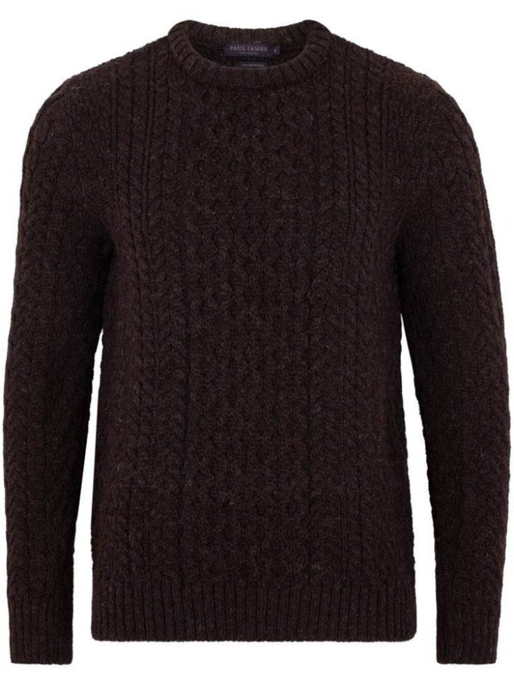 Paul James Brown British Wool Cable Sweater